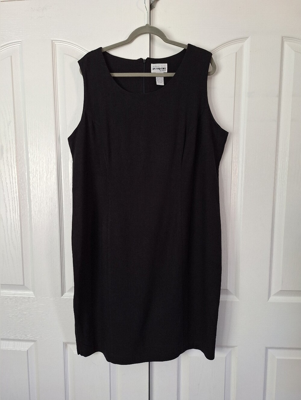 Perceptions Black Sleeveless Midi Sheath Dress Linin/Rayon